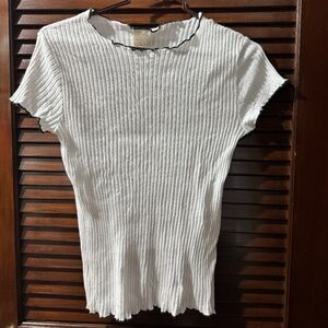 Zara Girls 100 % Cotton White top edged in Black trim